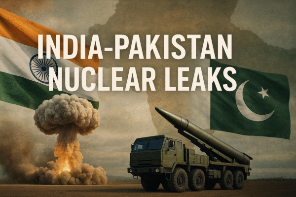 🔴Live:Operation Sindhoor Ignites:🇮🇳🇵🇰 Explosive Leaks A realistic banner showing the Indian and Pakistani flags flanking a mushroom cloud explosion and a military missile launcher against a muted map backdrop